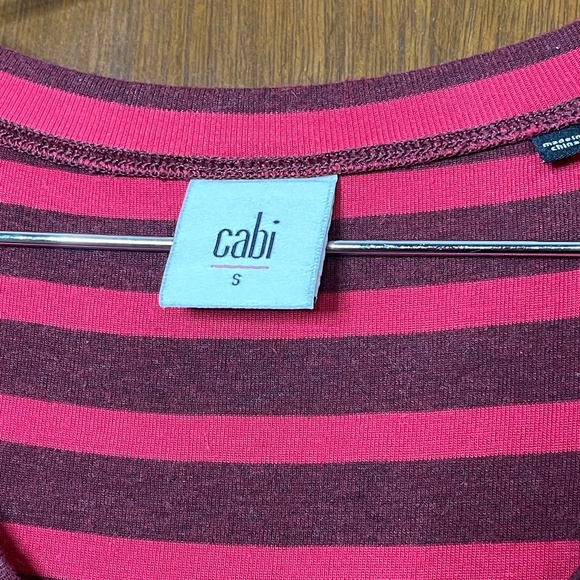 CAbi Sweet Talk Garnet and Red Striped Peplum Top Size Small - Picture 5 of 7